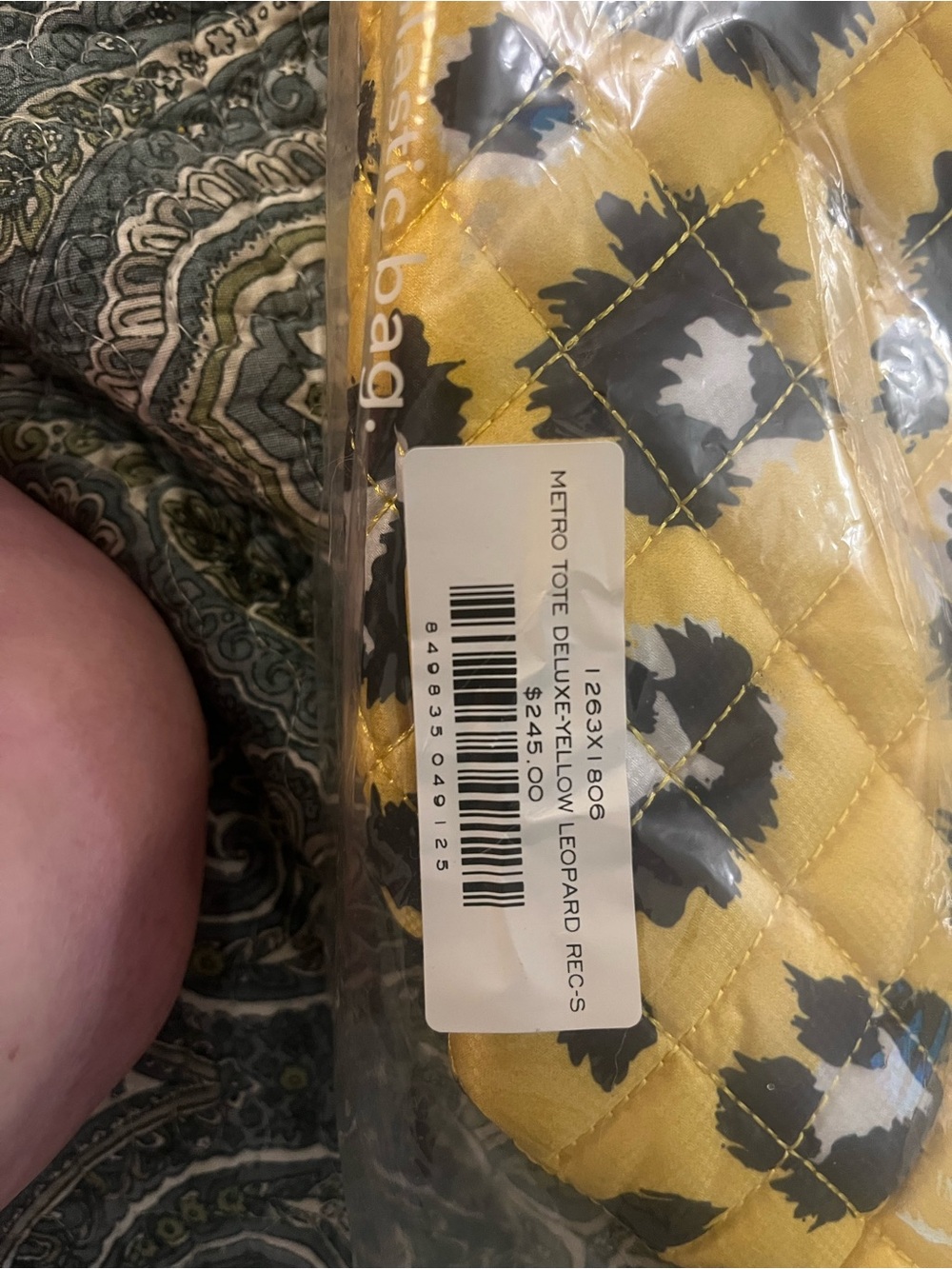 MZ Wallace Yellow Quilted Leopard-Print Tote Bag with Shoulder Strap - Picture 11 of 12